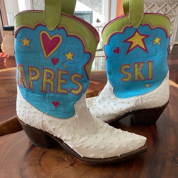 miron crosby Shoes - Miron Crosby Apres Ski Pearlized Full Quill Ostrich Cowboy Boots size 9